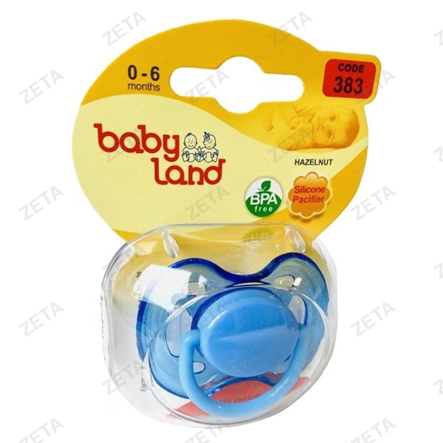 Соска-пустышка "Baby Land" классическая силиконовая с колпачком без рисунка, от 0 до 6 мес. №383 - изображение 1