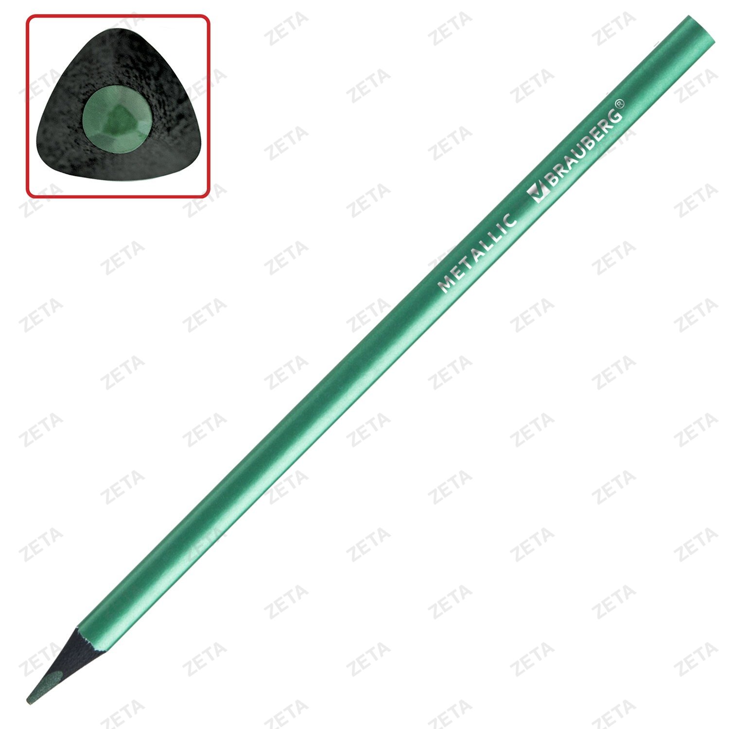 Карандаши цветные BRAUBERG METALLIC, 12 цветов металлик, трехгранные, грифель 3 мм, черное дерево, 181853 - изображение 2