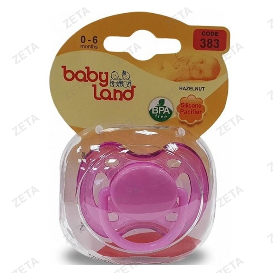 Соска-пустышка "Baby Land" классическая силиконовая с колпачком без рисунка, от 0 до 6 мес. №383 - изображение 2