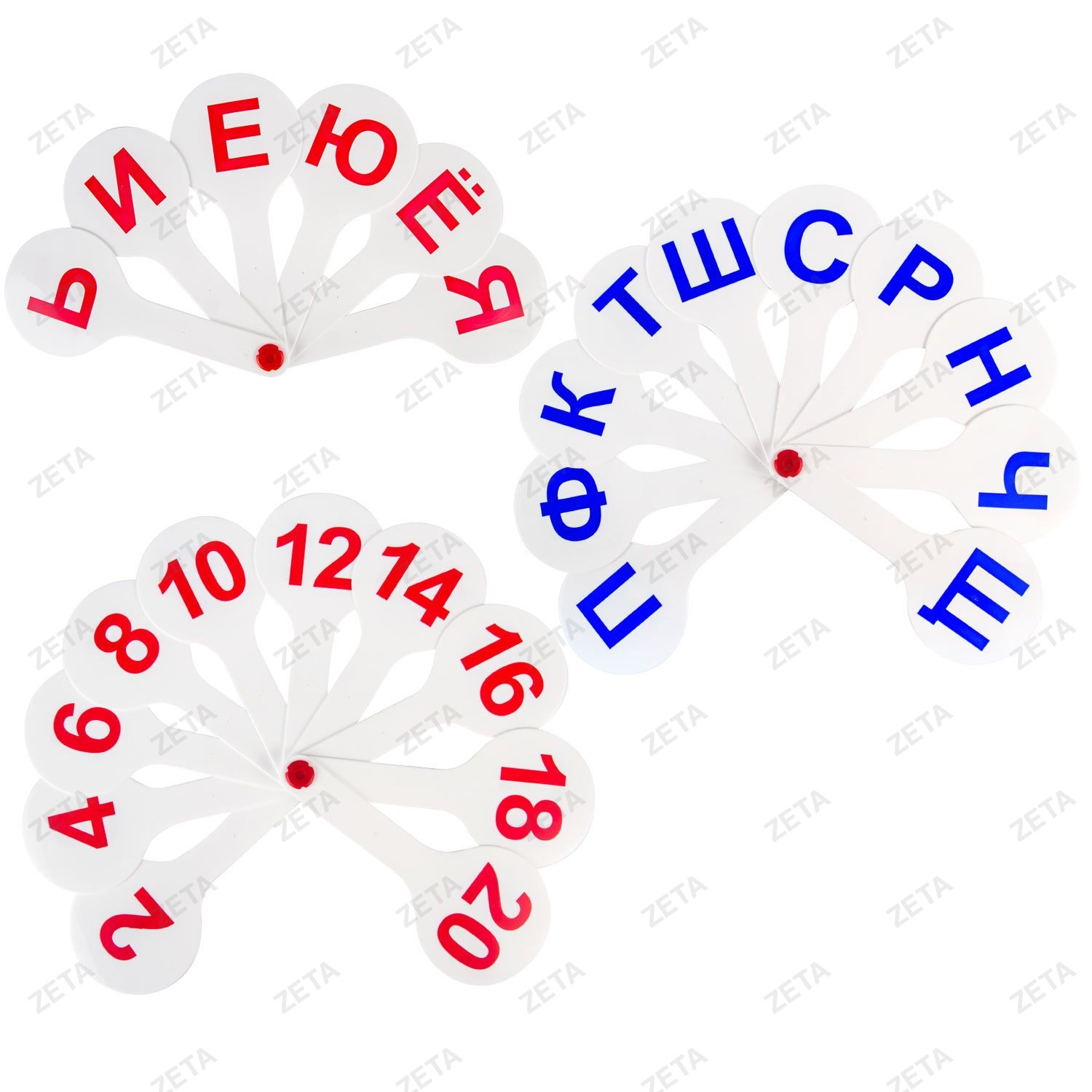 Веер-касса (гласные, согласные и цифры) ПИФАГОР, набор 3 шт., европодвес, 227394 - изображение 2