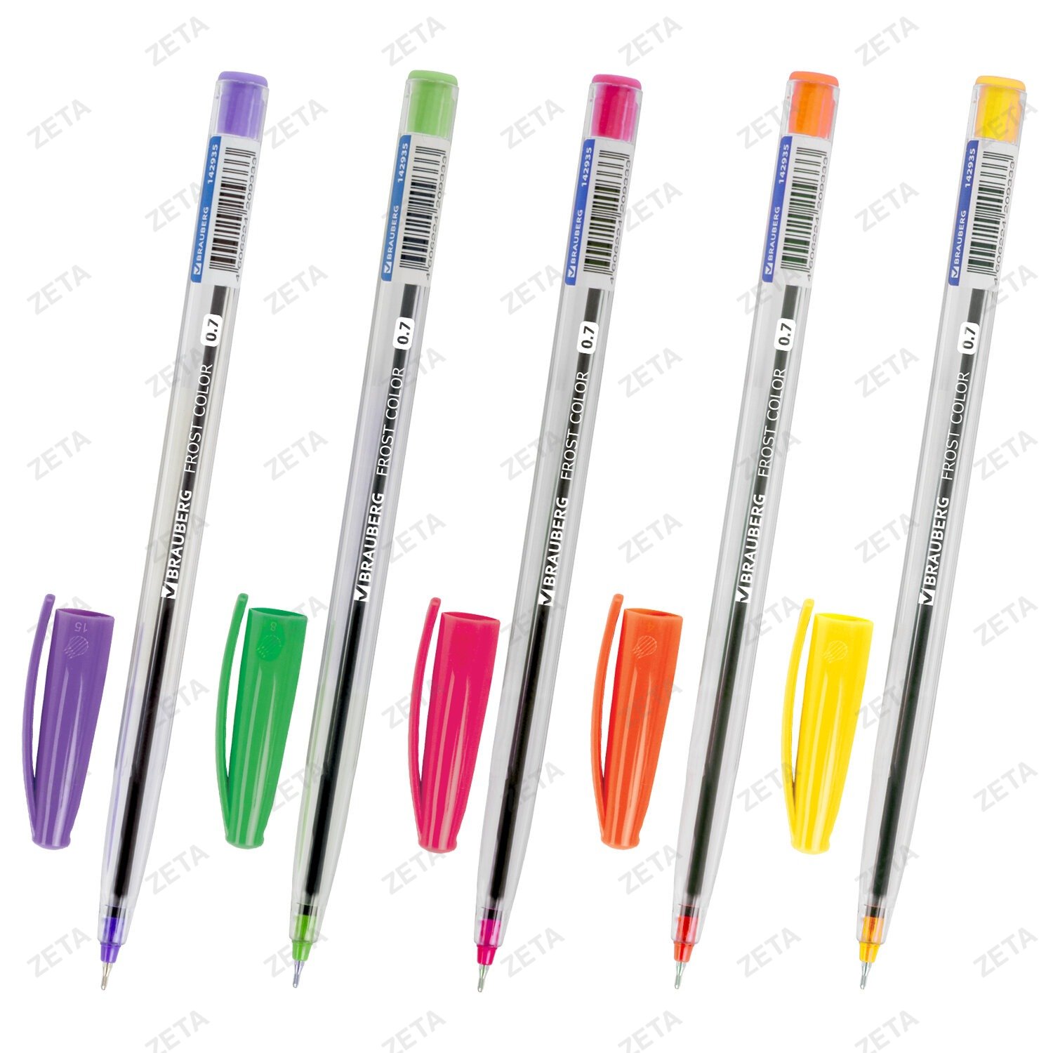 Ручка шариковая масляная BRAUBERG "Frost Color", СИНЯЯ, ассорти, узел 0,6 мм, линия письма 0,3 мм, 142935 - изображение 1