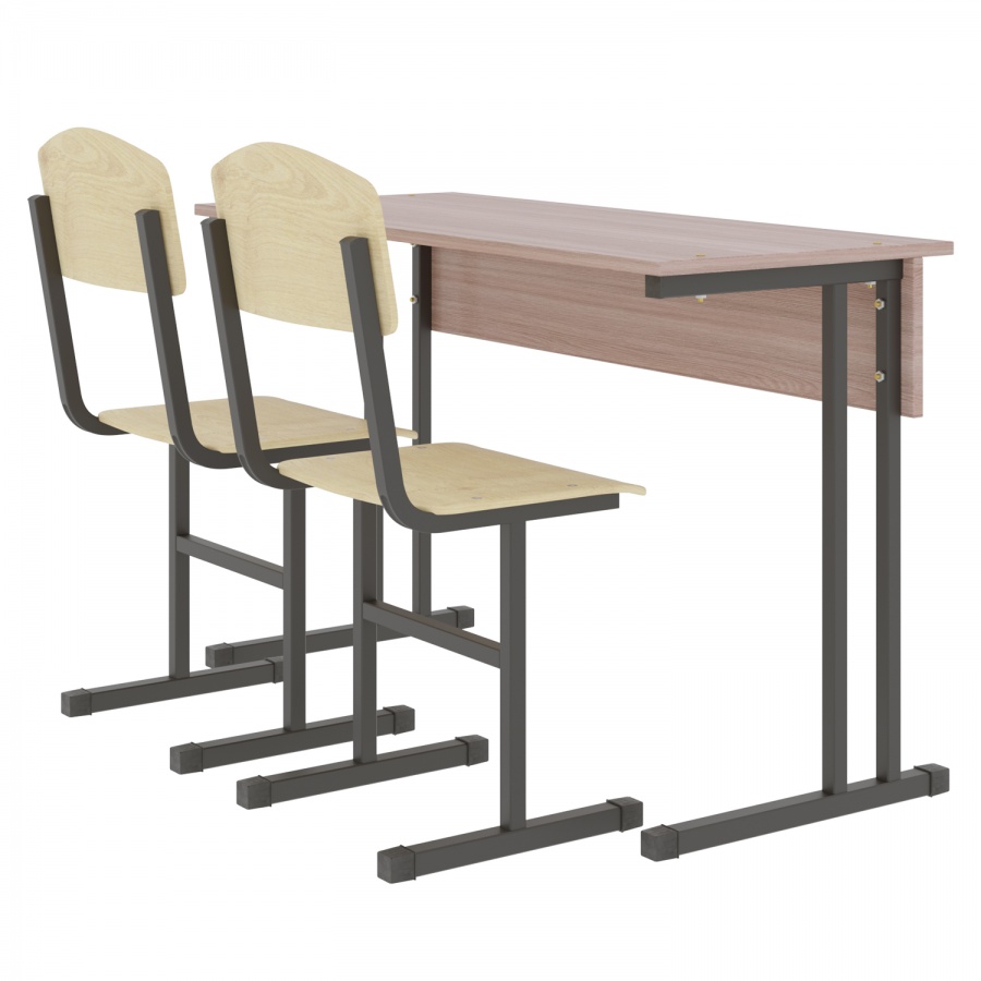 Double school desk + 2 chairs